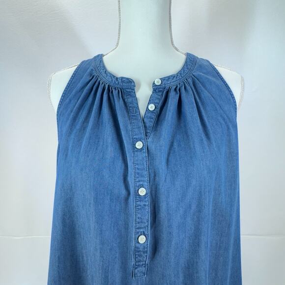 Loft Dress Chambray Small Dropped Waist Summer Lightweight Sleeveless Halter - Picture 8 of 10
